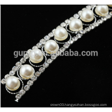 rhinestone trim chain with pearl trimmings for dresses